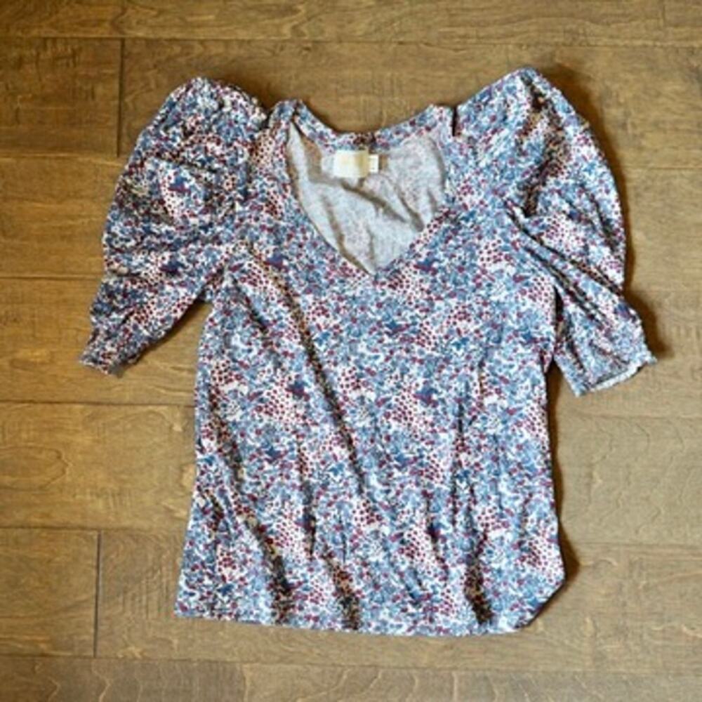 Nation LTD Celine Puff Sleeve Floral Cherry Blossom Pima Cotton Top Size XS - Picture 3 of 11